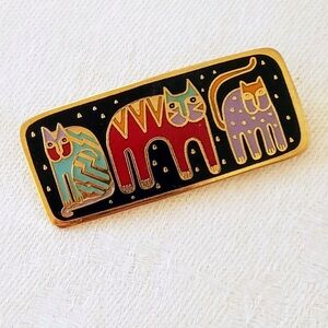 Laurel Burch Colorful Fantastic Felines Vintage Brooch.